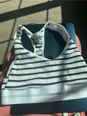Calvin Klein White Bralette with Black Stripes